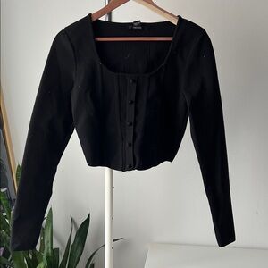 Forever 21 scuba body on elastic Black Long Sleeve Button-Down Top XL